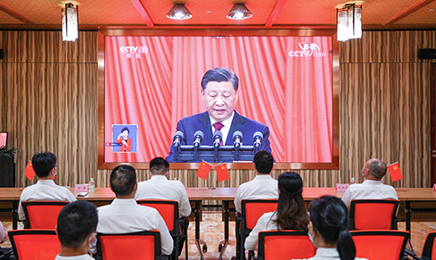 “勠力同心， 勇毅前行”  <br>全体党员集中收看二十大开幕盛况